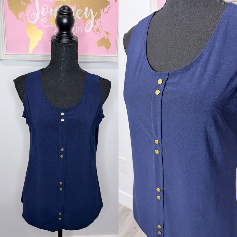 Diana Belle Sleeveless Blue Blouse